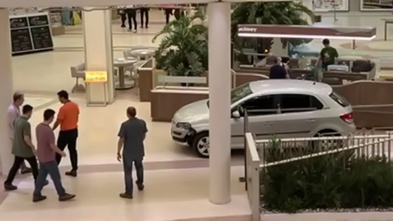 Carro desgovernado invade Shopping Flamboyant em Goiânia e causa pânico